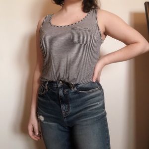 Rue 21 Black & White Striped Tank Top